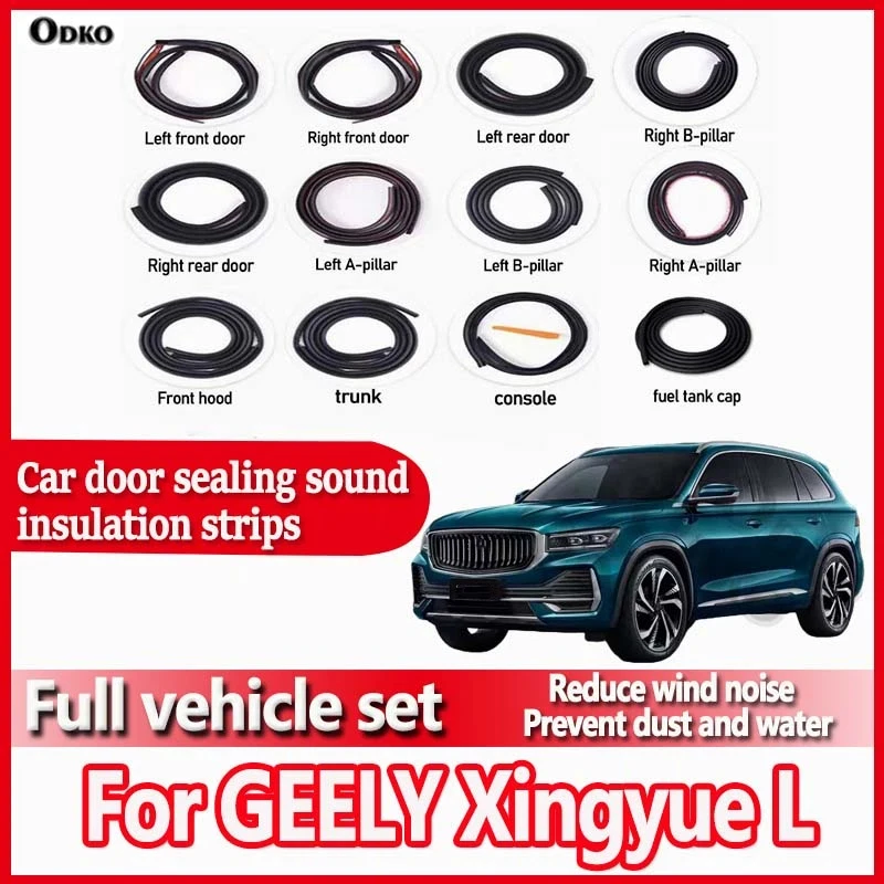 For GEELY Xingyue L Car Door Seal Strip Rubber Noise Insulation Dustproof Seal Strip Not easy to Fall off Car Accessories 12Pcs