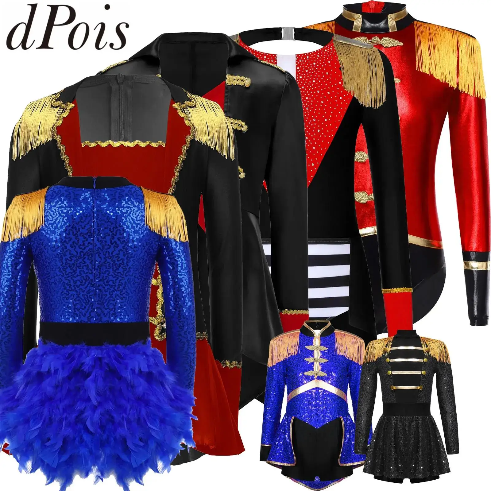 Disfraz de Halloween, pelele, maestro de ceremonias de circo, Cosplay, fiesta de carnaval, leotardo de lentejuelas brillantes, vestido de tambor Majorette, vestido de mago