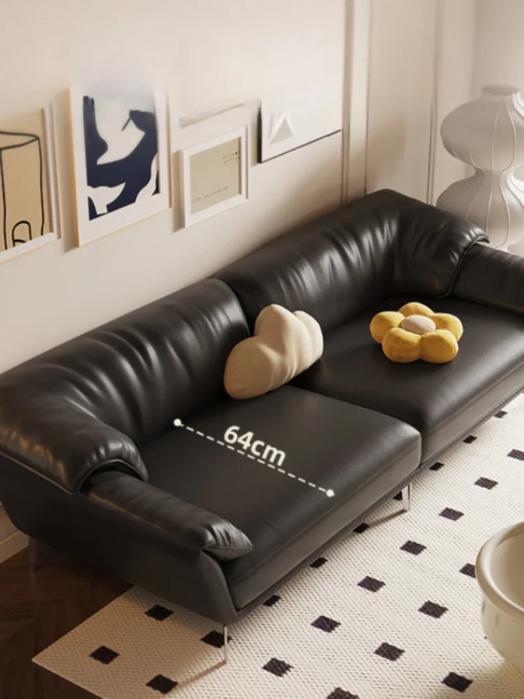 Light Luxury Leather Sofa Home Living Room Large and Small Apartment Type Italian Straight Row Designer