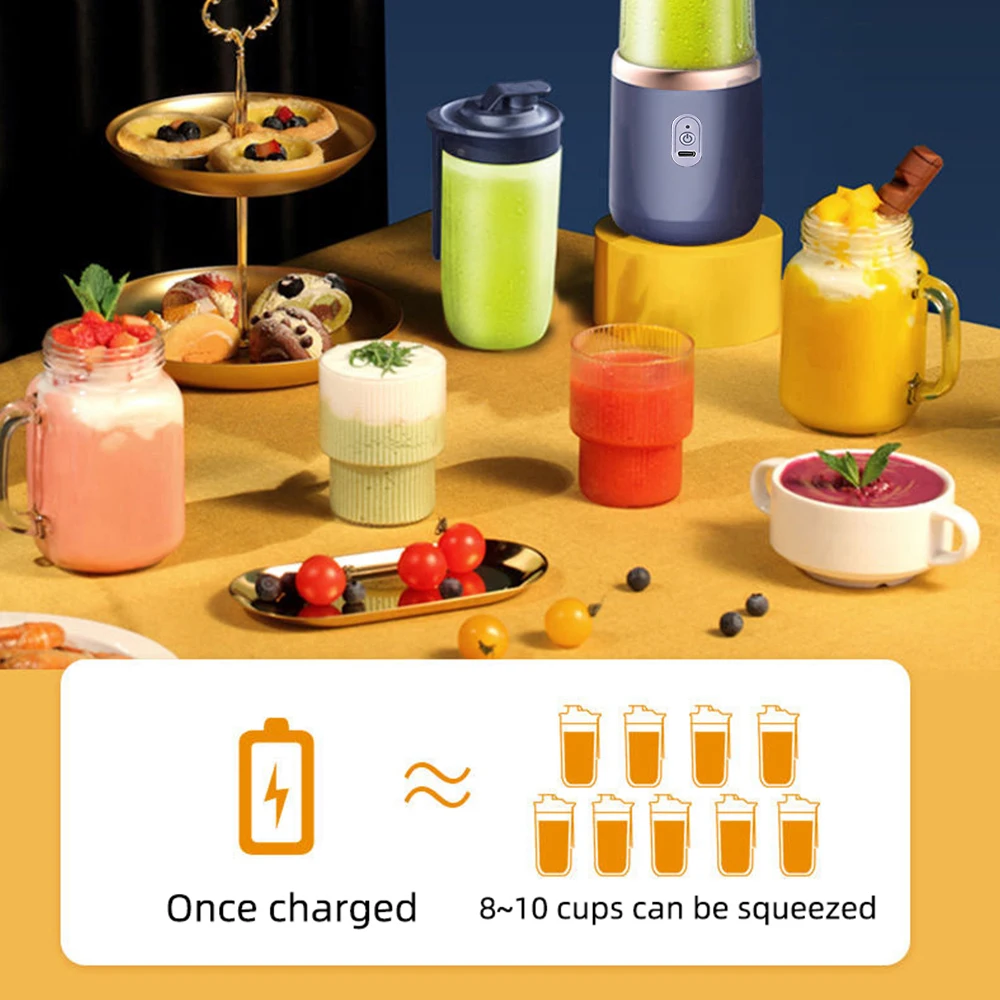 Mini Blender Electric Fruit Juicer Rechargeable Juicer Electric Juice Cup Multifunctional Juicing Machine Type-C Charging