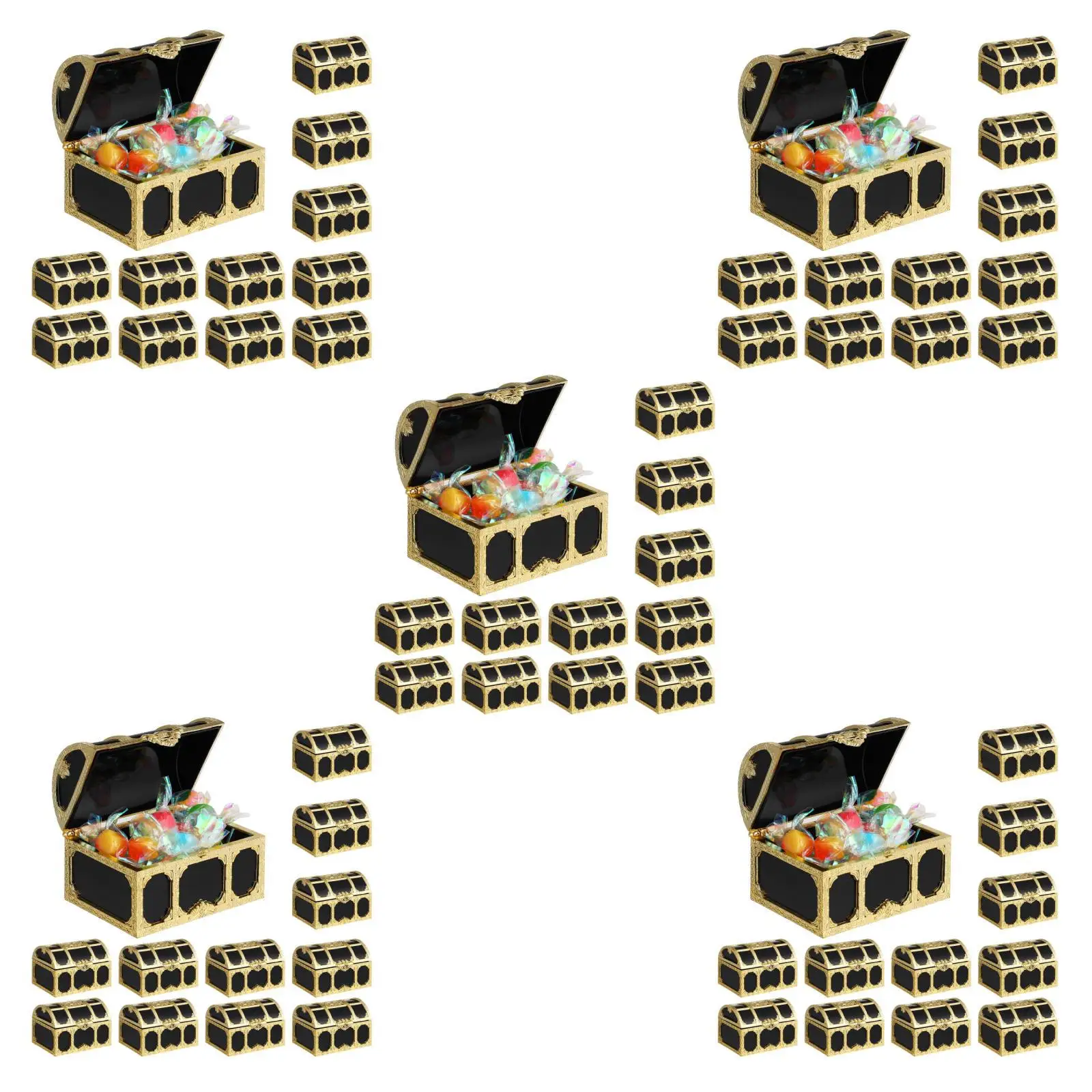 

5pcs 5 Pack Treasure Chest Pirate Birthday Party Favor Chests Candy Boxes for Treat Favors