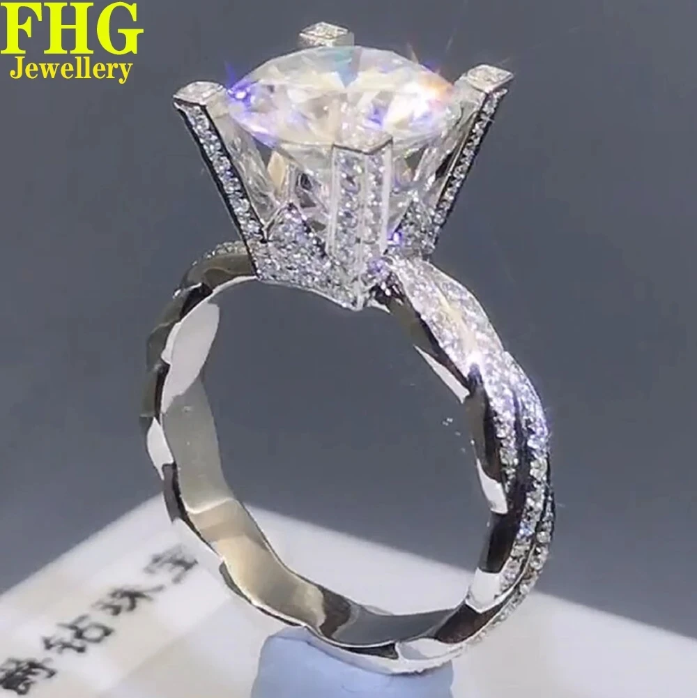 

6 7 8 9 10 Carat Solid Au750 18K White Gold Ring DVVS Moissanite Diamonds Round Wedding Party Engagement Anniversary Ring