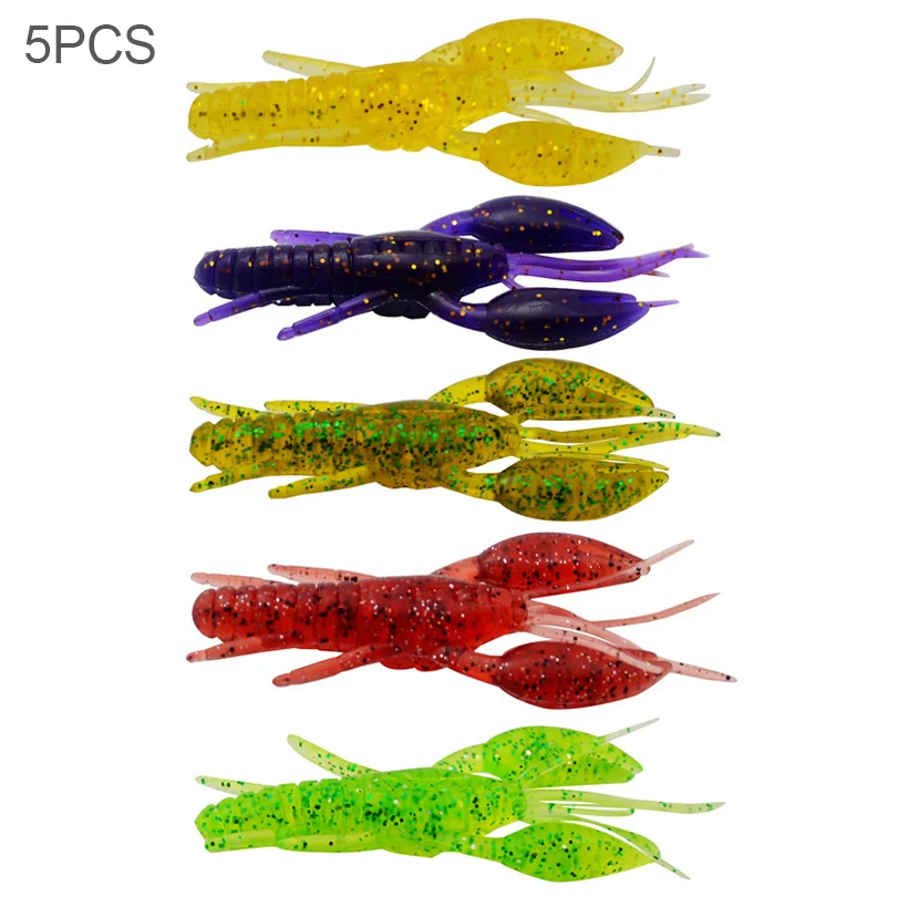 

5pcs 8cm/3.15inch 5 Colors Mixed Artificial Soft Crawfish Lure for Freshwater / Saltwater Bass Fishing Shrimp Fishing Baits