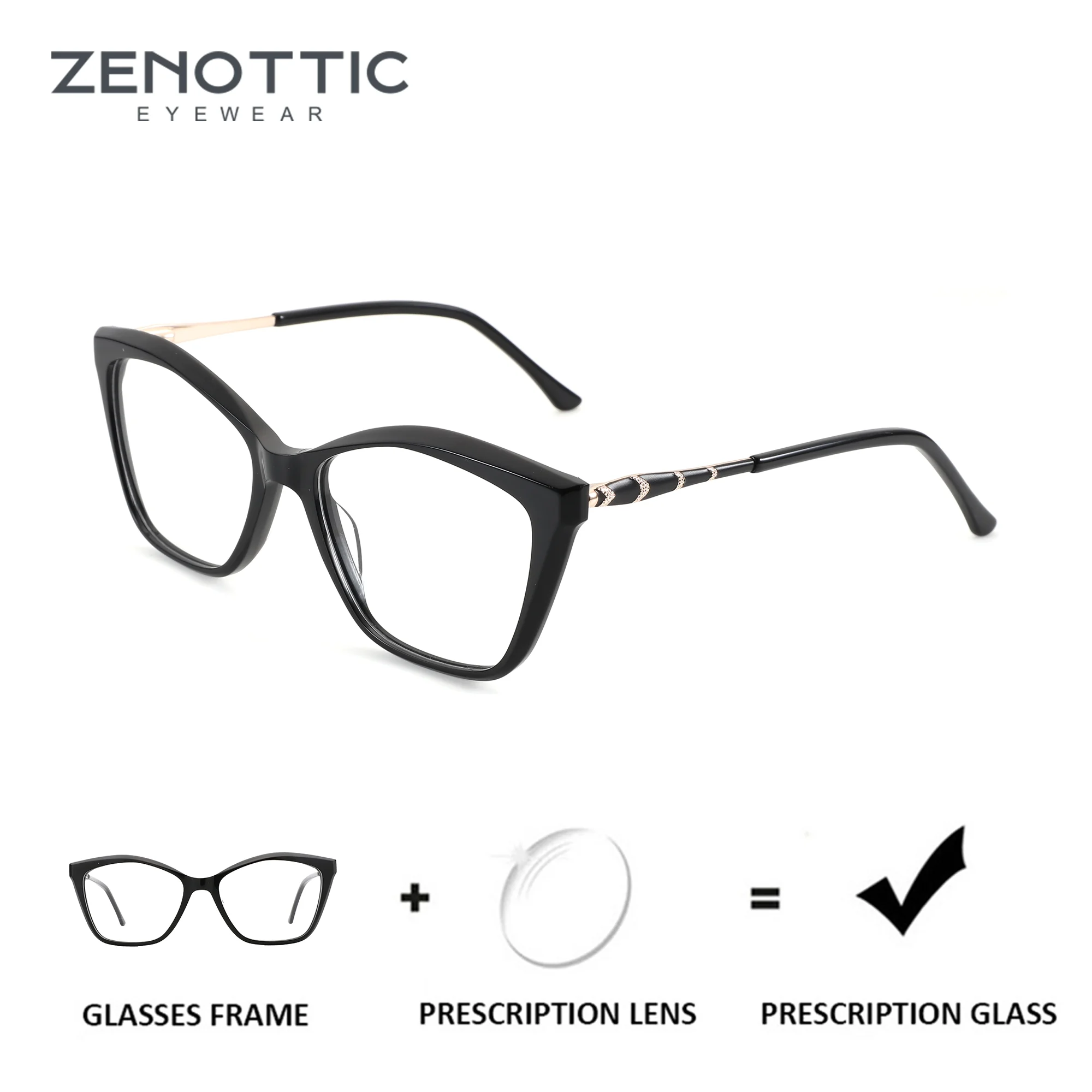 ZENOTTIC (M Size) Acetate Butterfly Glasses With Custom Prescription Progressive Optical Eyeglasses Woman Myopia Eyewear