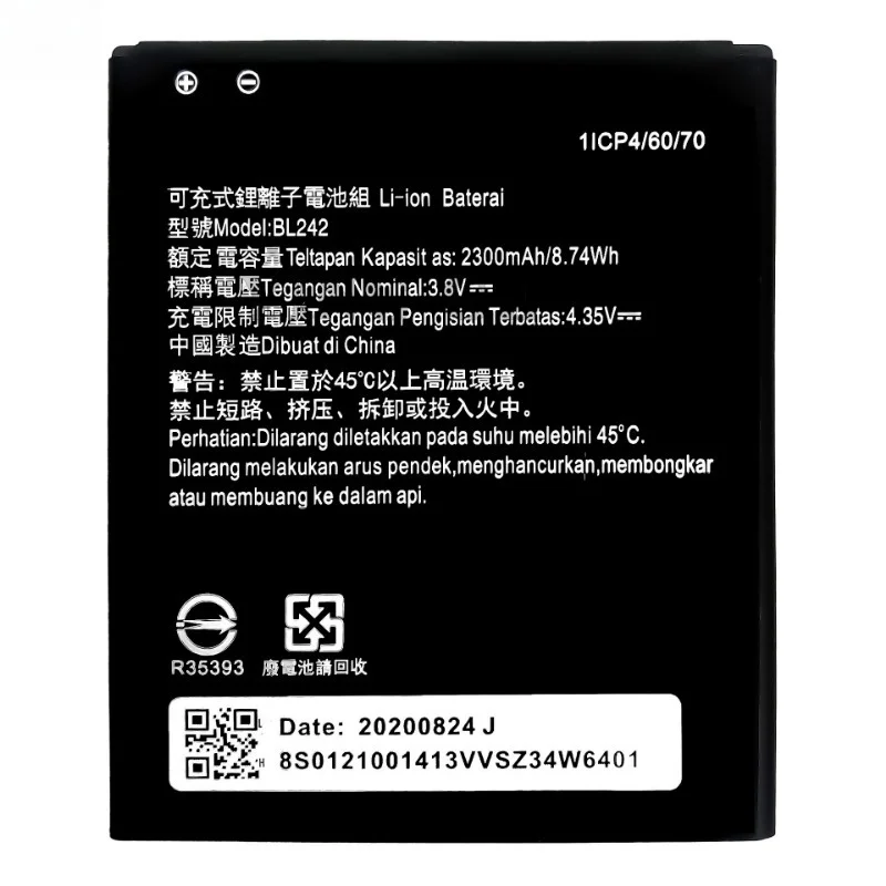 BL242 Battery 3.8V 2300mAh For LENOVO Vibe C、A2020n40、K3、Lemon K30‑T Mobile Phone High Quality Replacement Battery