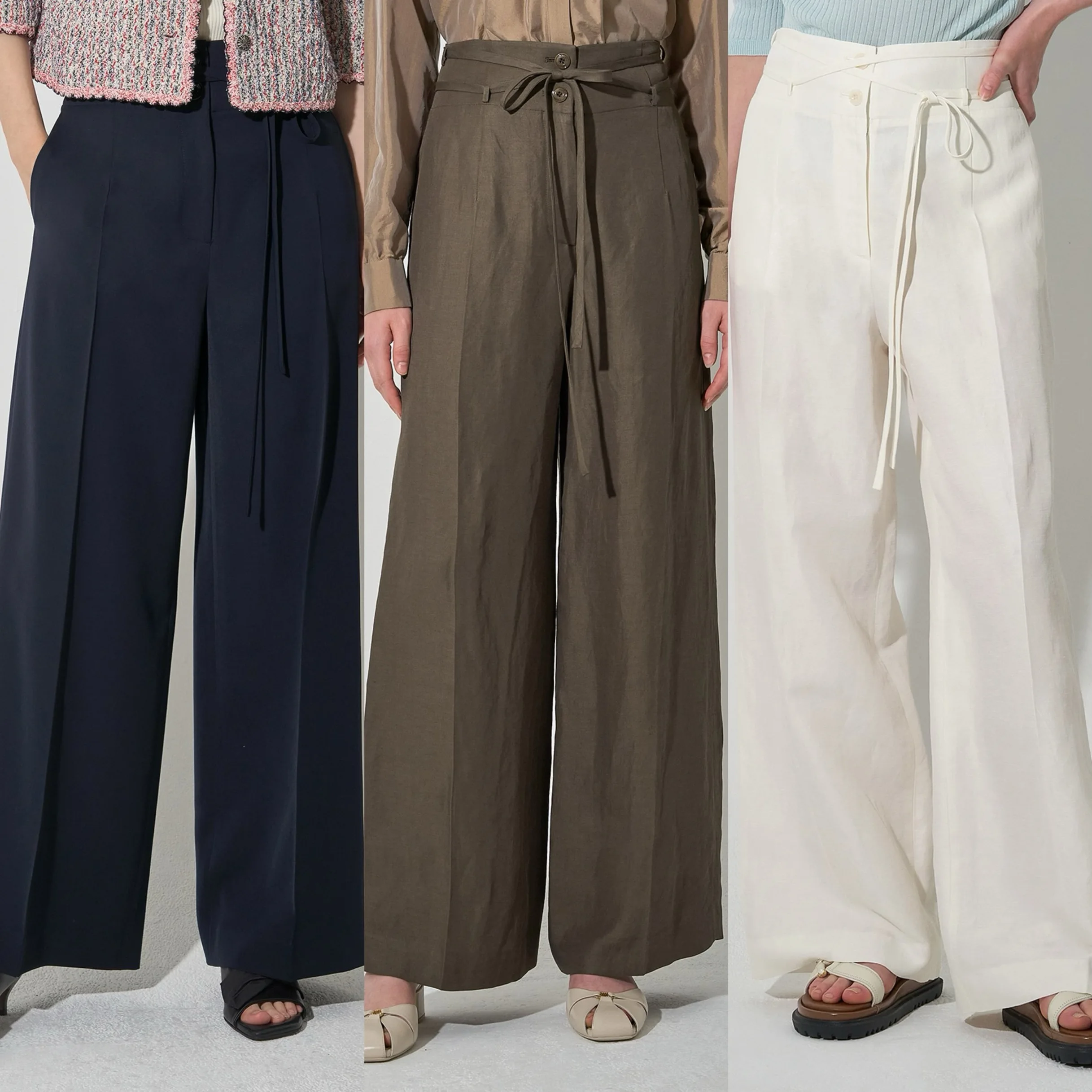 Broek met hoge taille en wijde pijpen Linnen materiaal Woon-werkverkeer Faion Belt Design Dames casual broek Comfortabele broek met hoge taille