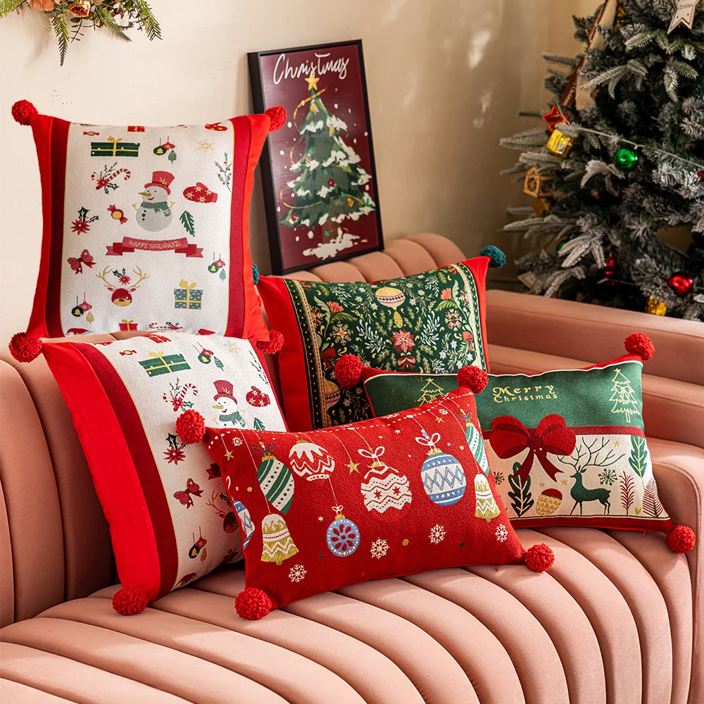 Christmas Pillow Cover with Festive Patterns Removable Washable  Pillow Cover - Without Insert