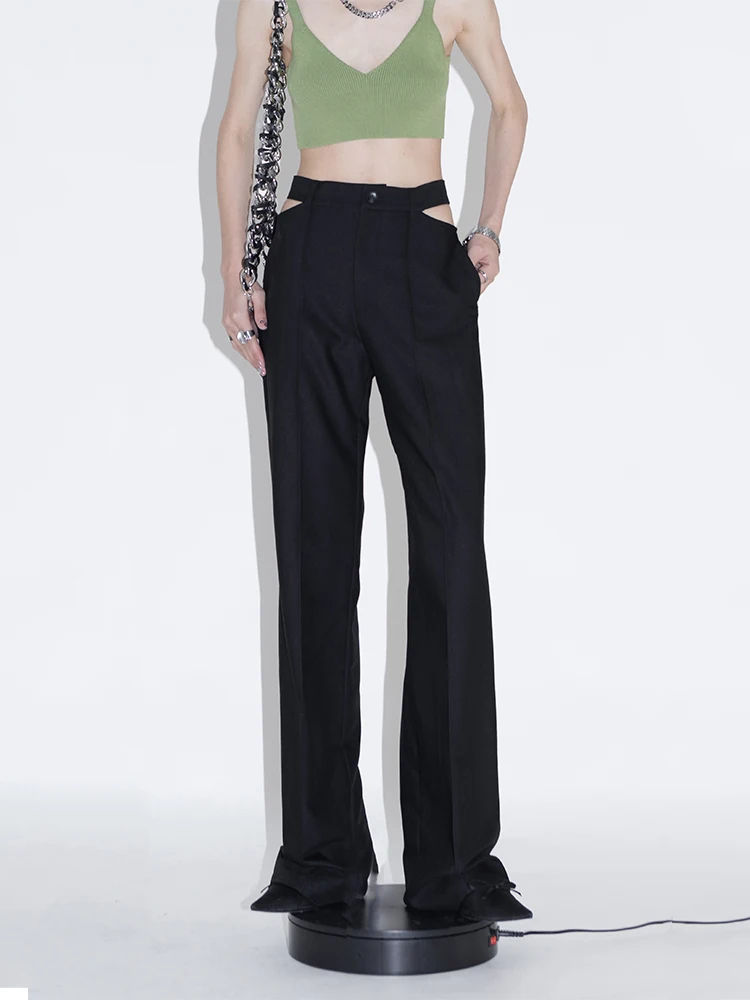 

Ourhour High Waist Straight Leg Suit Pants Women's Casual Loose Waist Design Bla Slimming Long Trousers Spring Design