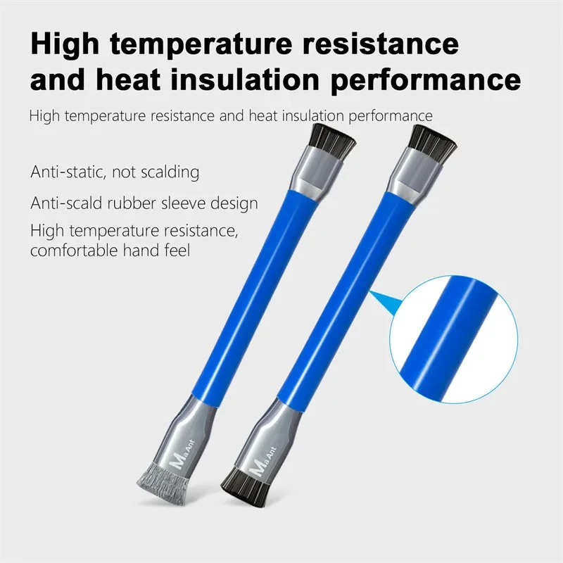 

MaAnt M090A M090B Double Headed Bristle Stee Brush Circuit Board Repair IC Chip PCB Mainboard Cleaning Brushing Tools Set