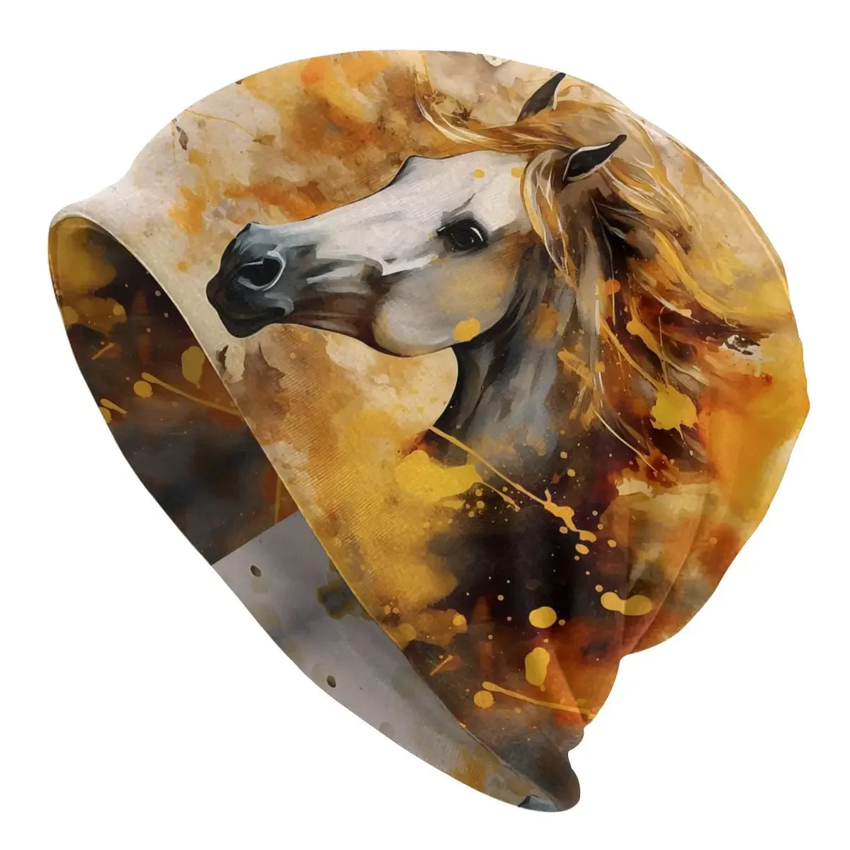 Horse Galloping Horses Autumn Female Thin Beanies Windproof Unisex Skullies Bonnet Hats