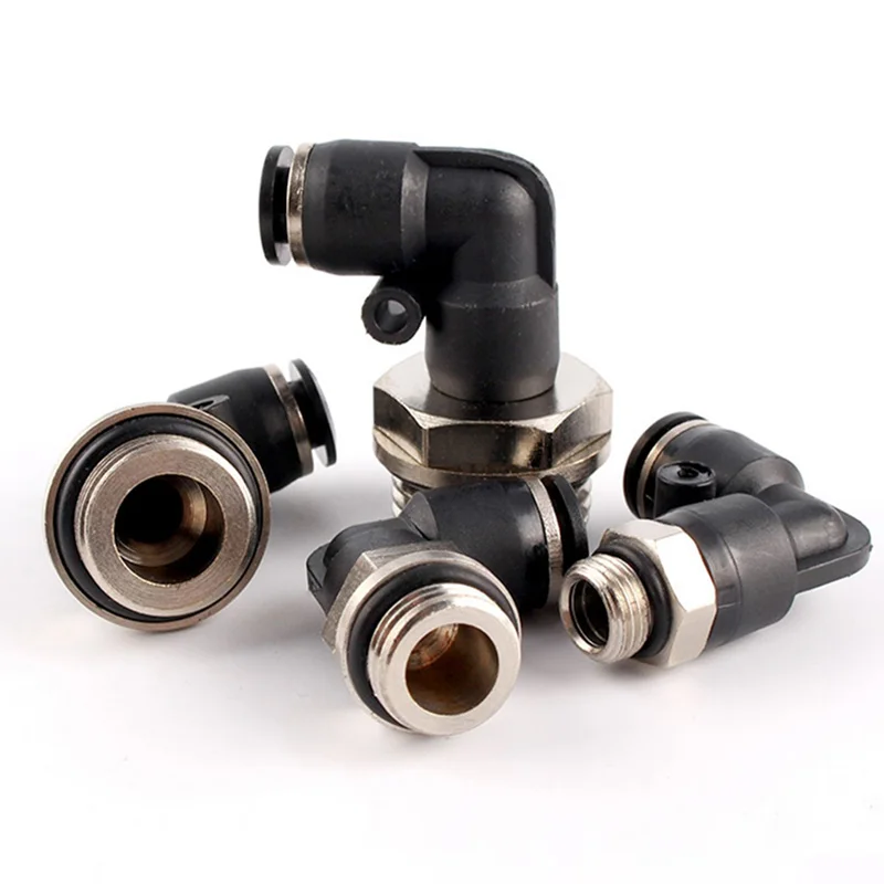 2 Pc Pneumatic Quick Connector G Thread Pl Elbow Pl8-02/4-M5/6-01/10-03 Pneumatic Gas Pipe Connector Quick Plug Connector