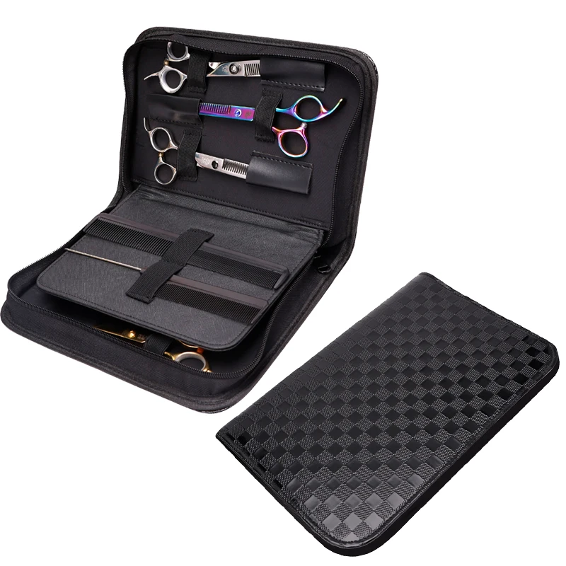 Salon Hairstylist Matte PU Leather Hairdressing Scissor Storage Bag Portable Zipper Hair Comb Clip Holster Pouch Tools Organizer