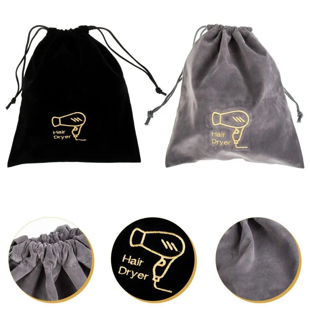 New Durable Flannel Practical Hair Dryer Drawstring Bag Velvet Bag for Jewellery Travel Toiletry Carry Pouch Hair Dryer Pouch