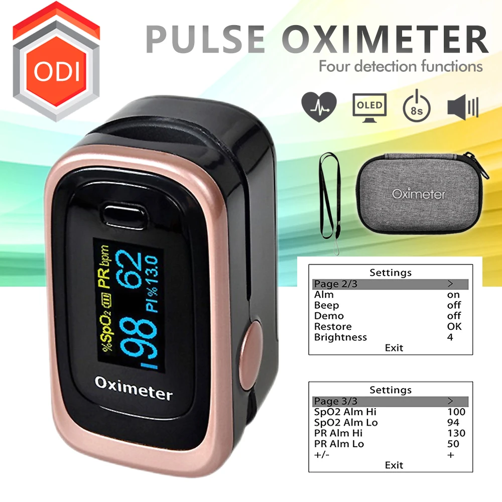 Medical Finger Pulse Fingertip Oled Portable Oximeter SPO2 PR 8 Hours Sleep Monitor Blood Oxygen Oximetro De Dedo Case