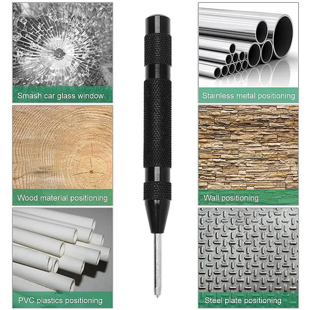 Pasador central automático de 5 pulgadas, herramienta de perforación con resorte, marca de hendidura de madera, broca para carpintería, novedad