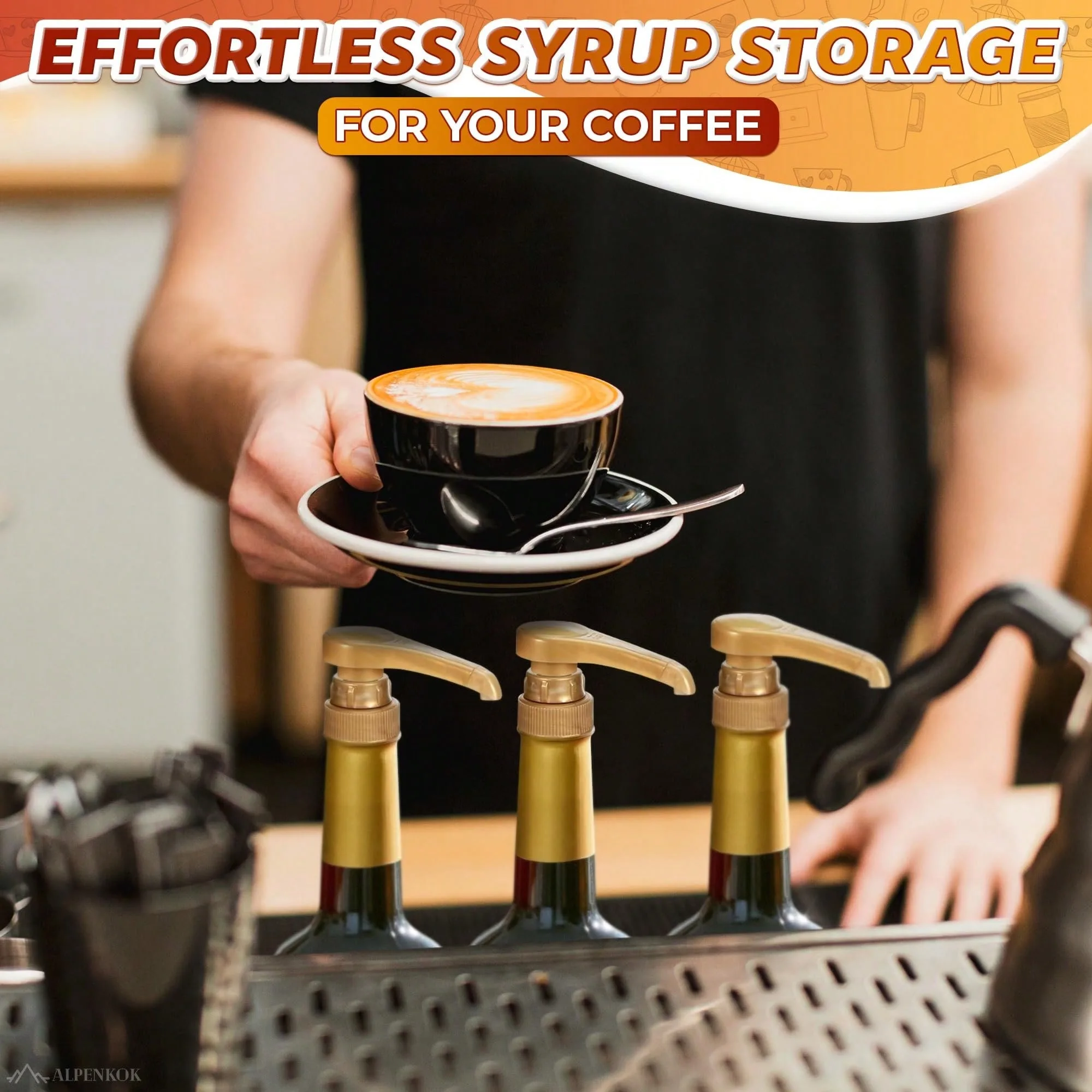 4 Pcs Coffee Syrup Pump Dispenser - Works as Skinny and Torani Syrup Pump - Fits Various 25.4 oz Bottles, Precise Dispensing 0.3oz & Lockable Design, Easy to Use & Clean, Ideal for Liquid & Pastes