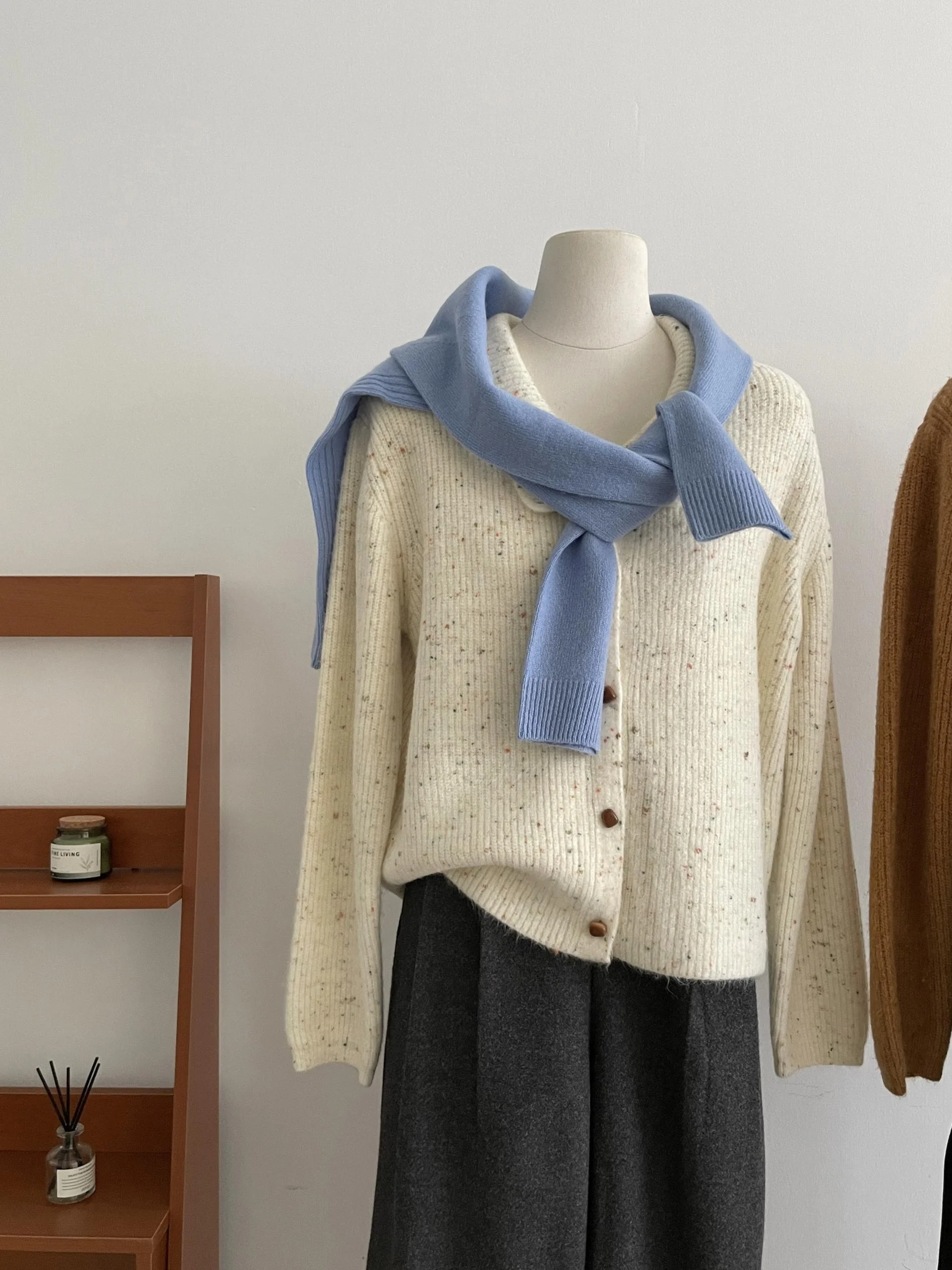 

Оригинальный корейский вязаный кардиган Aimisle с отложным воротником, свободный крой, для женщин, в стиле Lazy Sle, свитер-жакет