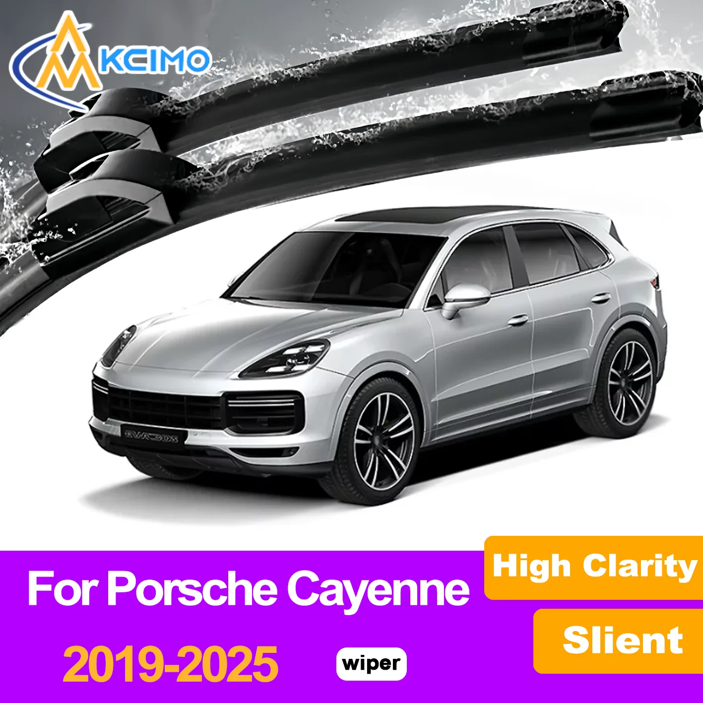 

Black Front Wiper Blades Set for Porsche Porsche Cayenne E3 9YA 9YB 2019-2025 Windscreen Windshield Window Wiper Accessories