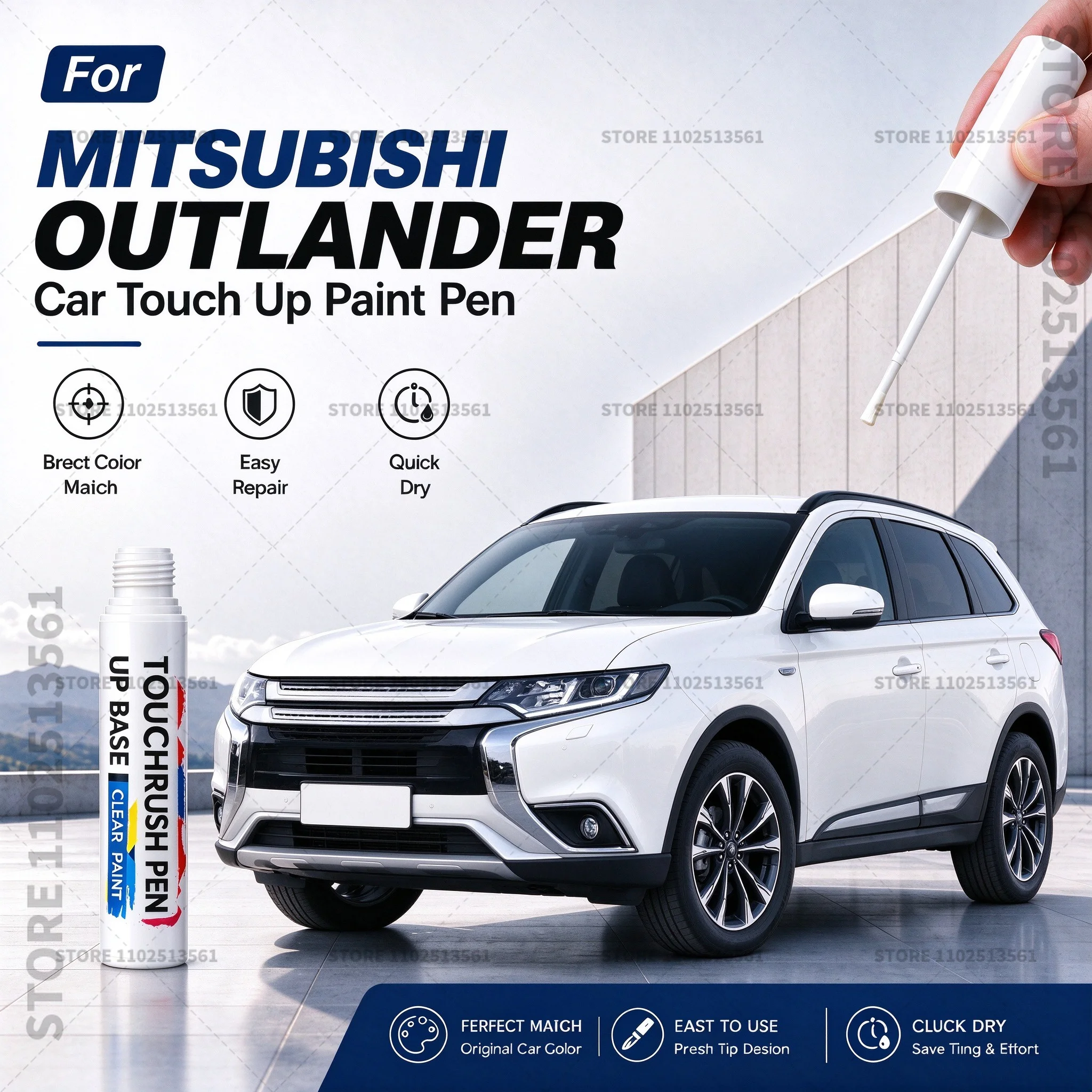 For Mitsubishi Outlander White Car Scratch Remover Paint Pen Touch Up Marker for Auto Body Repair Door Bumper Fender Accessories