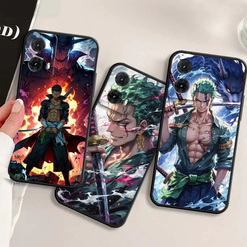 

One Piece Handsome Zoro For Motorola G85 Edge 50 G24 G35 G14 G04 40 G72 G34 G G54 G13 G32 5G Black Phone Case