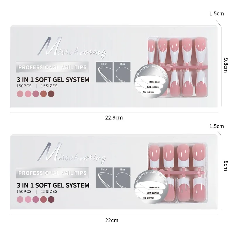 

French Gel Tips Press-On Nails in Black Coffee Almond, Ideal for Salon Manicures and DIY Nail Extensions at Home