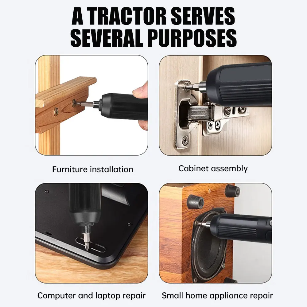 3.6V Electric Screwdriver Mini Household Straight Handle USB Rechargeable High Torque Lithium Electric Screwdriver Set