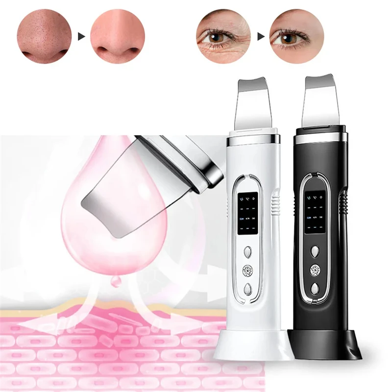 Ultrasonic Skin Cleaner Facial Scrubber Exfoliator Skincare Microcurrent Blackhead Remover EMS Vibrator Face Pore Cleansing Tool