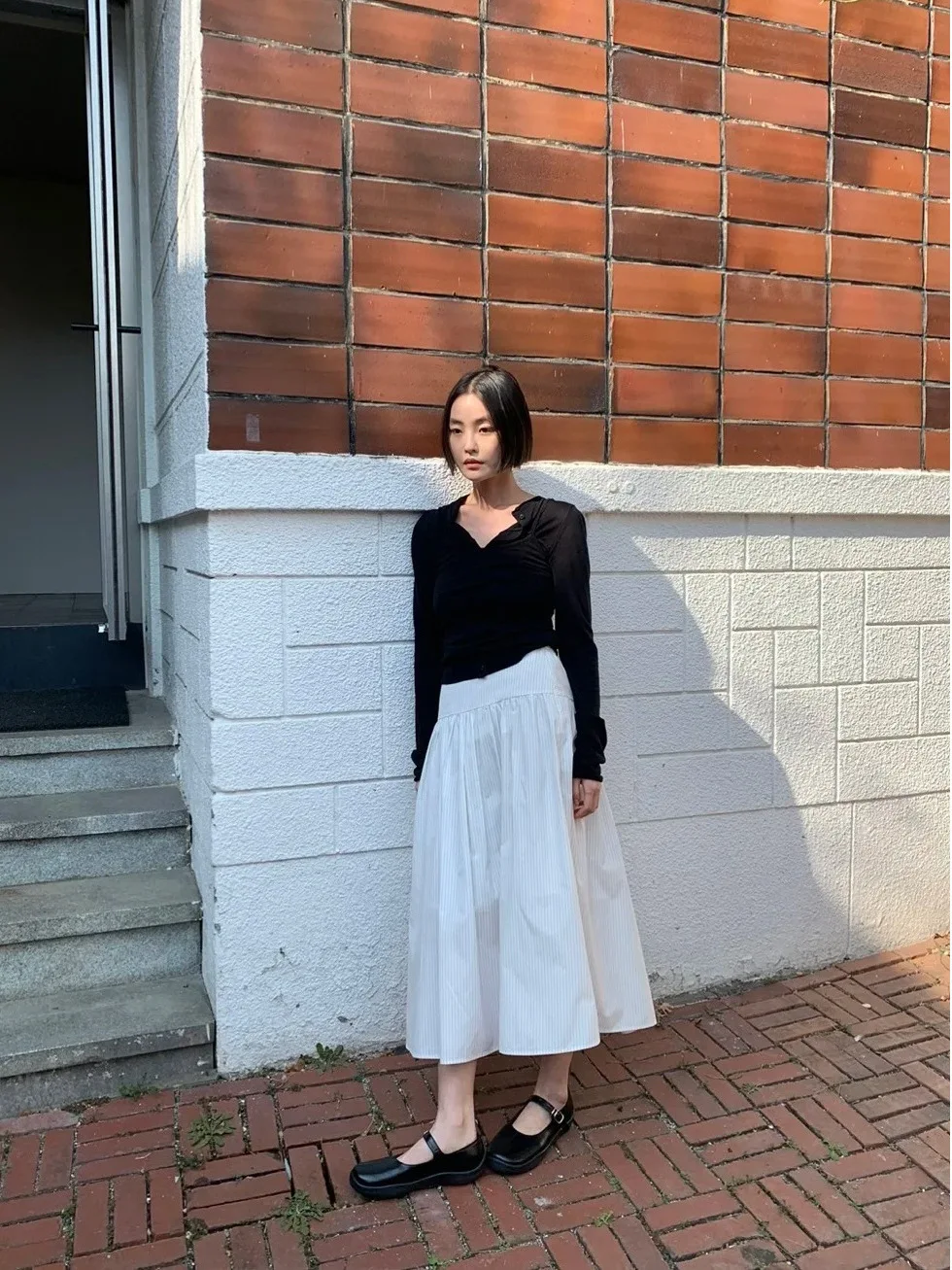   Sle عارضة فضفاضة خفيفة الوزن مطوي f تنورة عالية الخصر ألف خط ميدي تنورة Ele الصيف Faion المرأة الدكتور