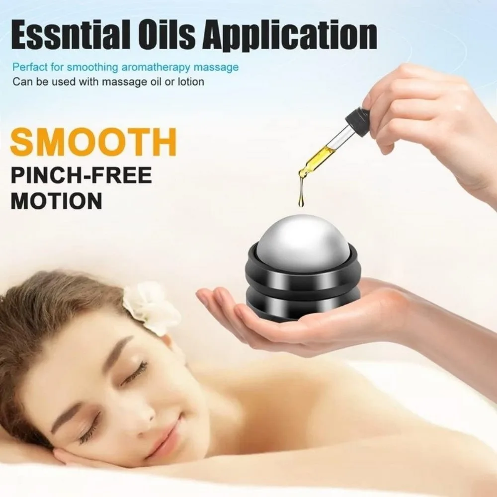 360 Degree Rotating Massage Roller Ball Dual Hot Cold Use Stainless Steel Fascia Massage Tool Ergonomic Grip