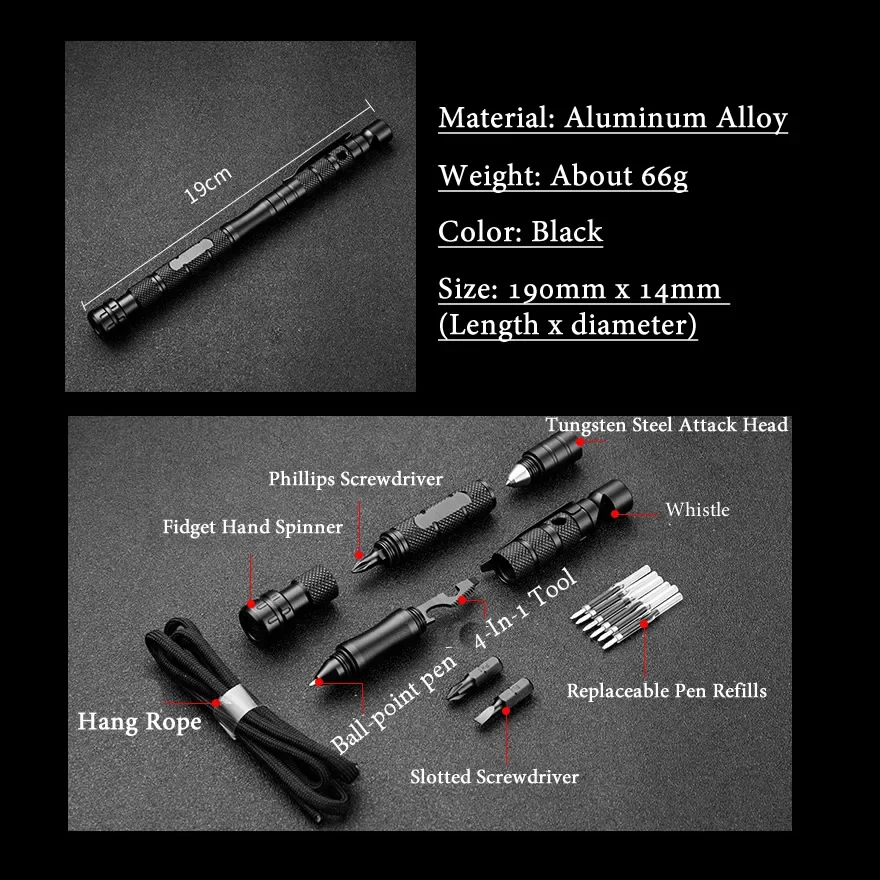 Tragbare Multi-Funktion Selbstverteidigung Taktische Stift Pfeife Schraubendreher Opener Fenster Breaker Outdoor Survival Lustige EDC Werkzeug Geschenk