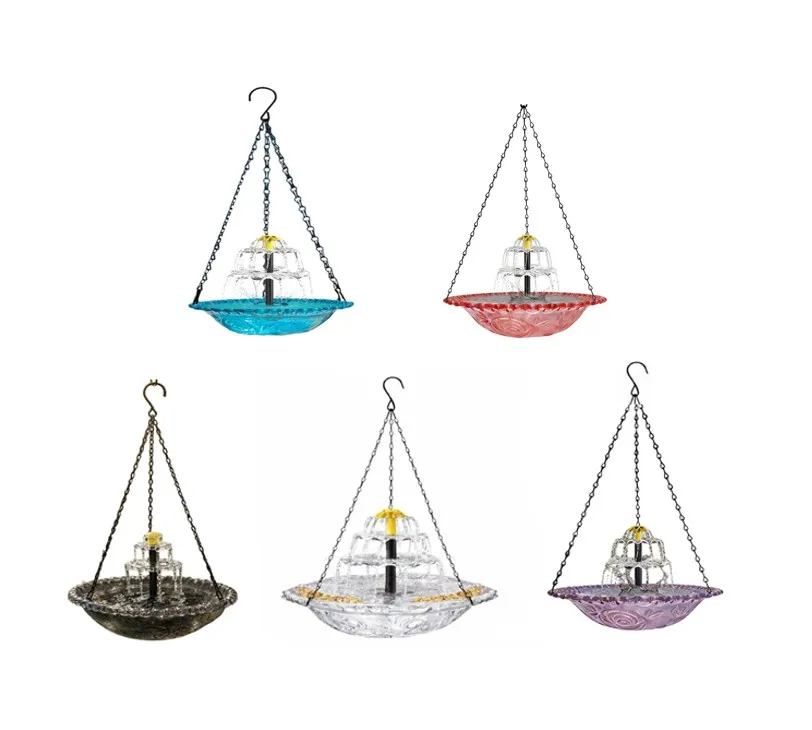 

Bird Bath Tub with Solar Floating Fountain and Hanging Bracket for Garden Use 23.5x45cm Plastic Metal 7V 1.2W Panel