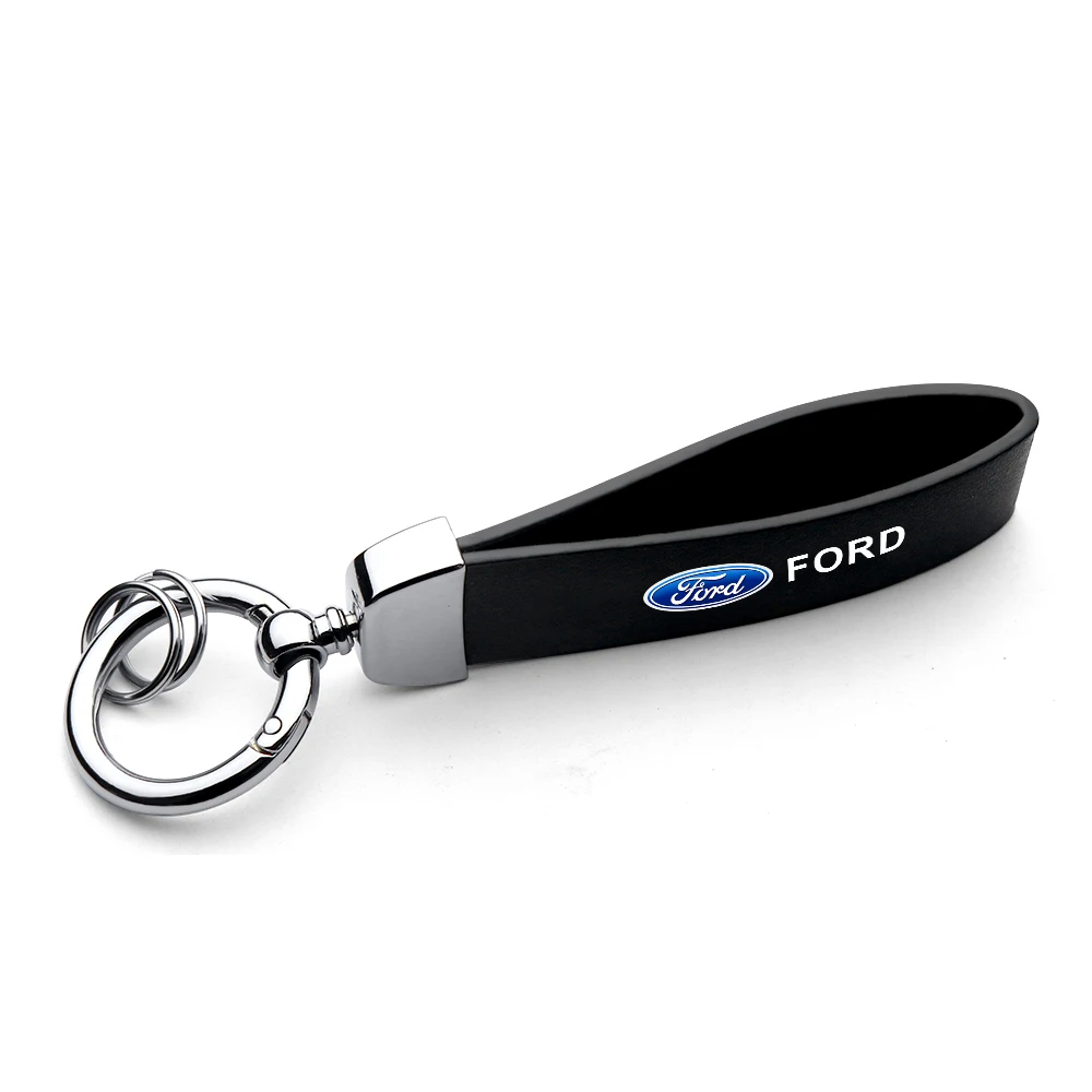 1Pcs Metal /Leather Car  Key Ring Keychain  Pendant  Auto Accessories for Ford Fiesta Mk7 Focus 2 Mk3 F150 Mondeo C-Max Fusion