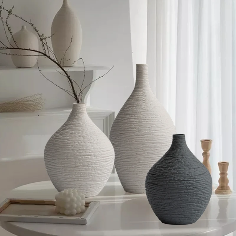 Prosta dekoracja wazonu ceramicznego do domu Nordic Luksusowa doniczka z wąskimi ustami Salon Wnętrze biura Dekoracja biurka Prezent