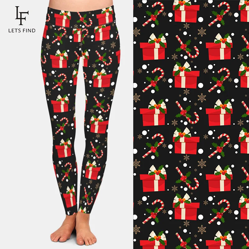 Letsfind 2020 novos elementos de natal impressão digital leggings completos de cintura alta macio magro leggings de fitness feminino