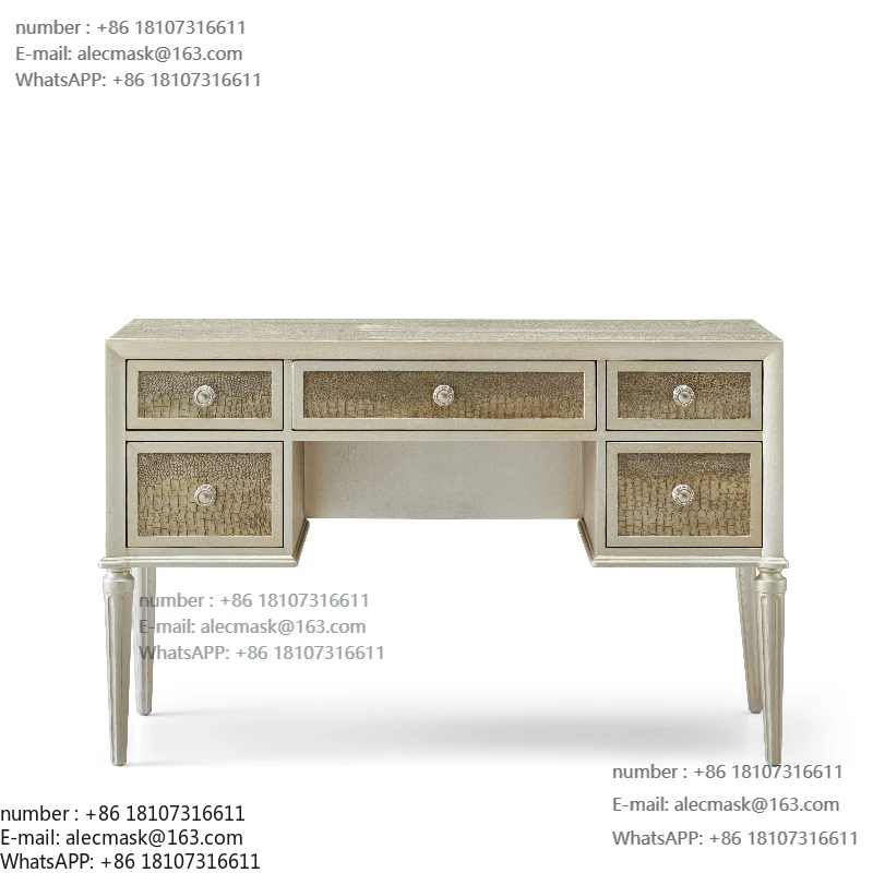 

Luxury crocodile pattern five-drawer dresser champagne gold solid wood dresser with metal knob