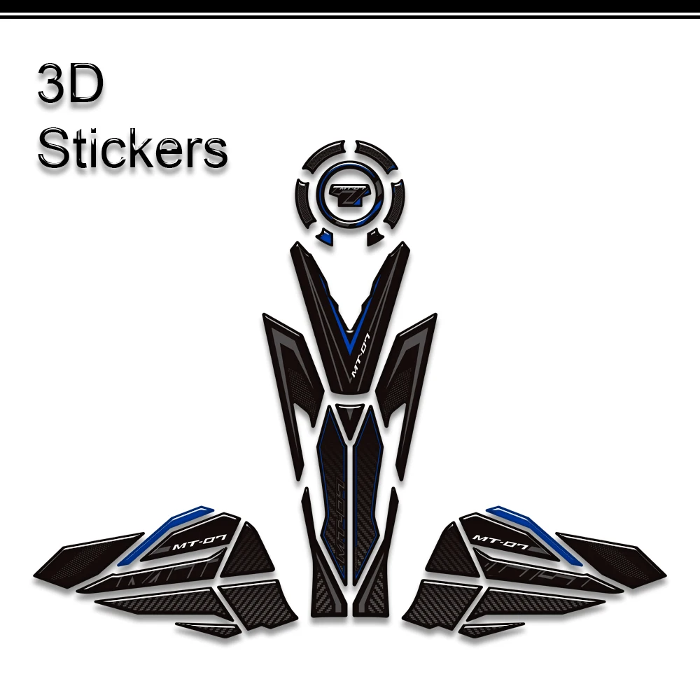 New Motorcycle For YAMAHA MT-07 MT07 Tank Pad Cap Gas Fuel Oil Knee Protector Fairing Fender 3D Stickers Decals 2025 206