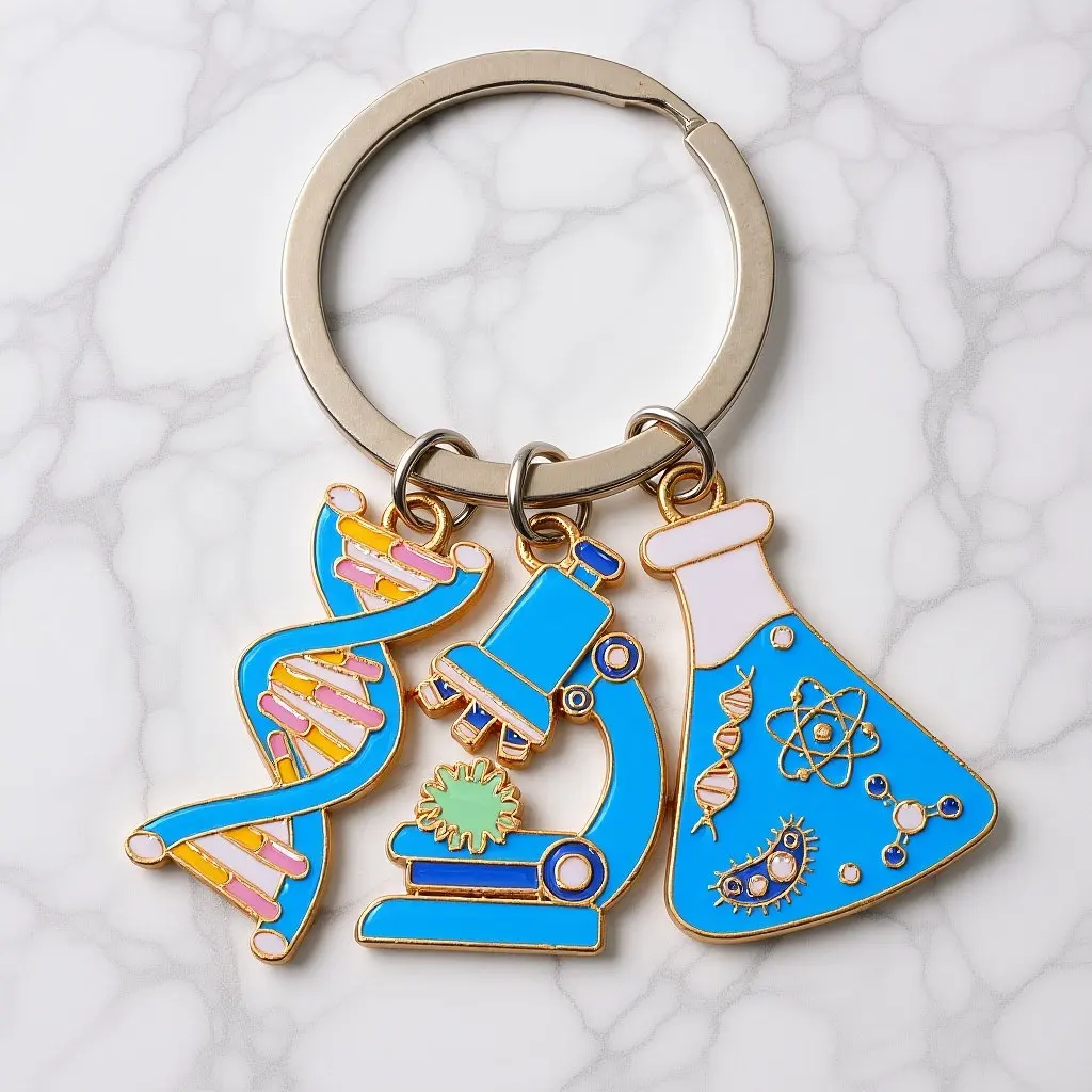 Microscope Dna Keychain Science Lab Equipment Keychain for Students Teachers Technologists Microscope Pendant Key Fob Charm Bag