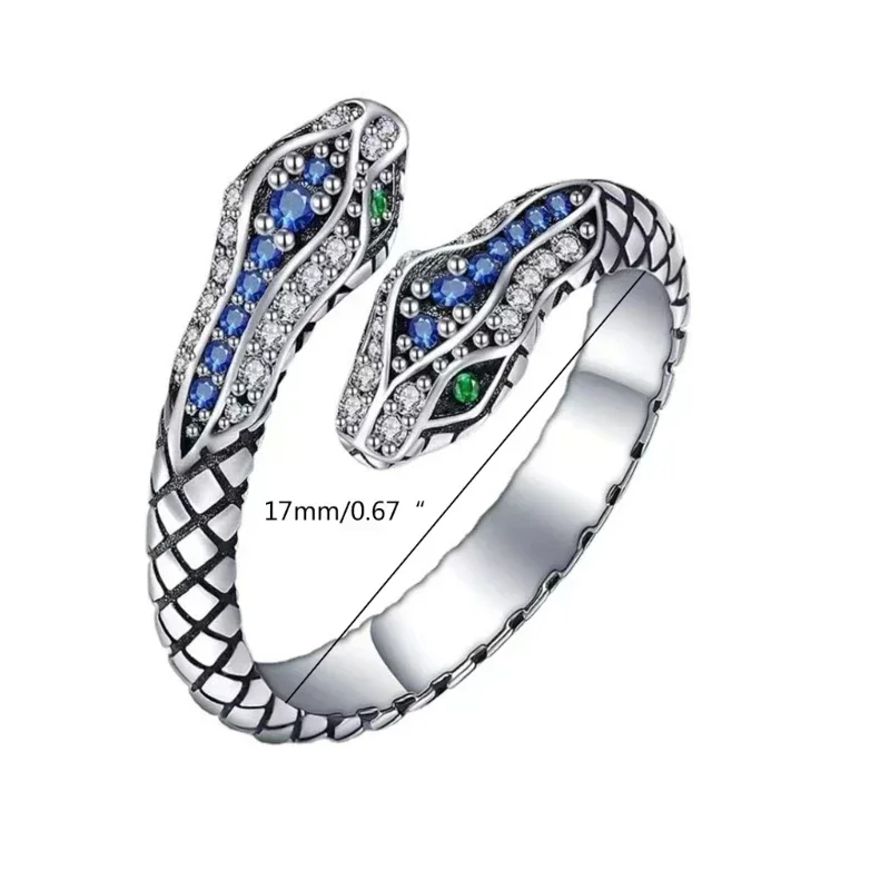 Fashion Open Rings Vintage Snake Ring Alloy Stacking Rings Adjustable Animal Finger Ring Punk Jewelry for Men Women