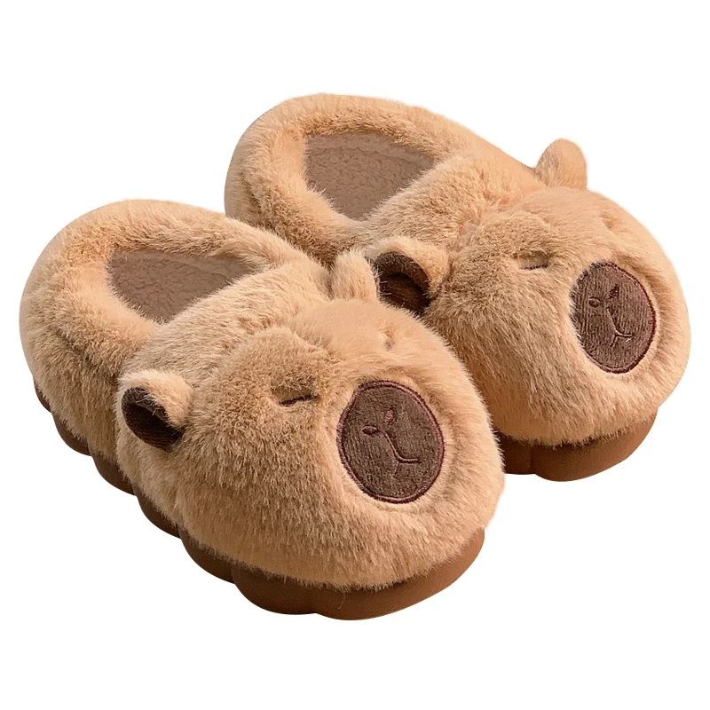 2026 Size Capybara Cotton Slippers Half Wrap Heel Home Soft Non-slip Warm Breathable Indoor Plush Shoes Couple Slippers36-45