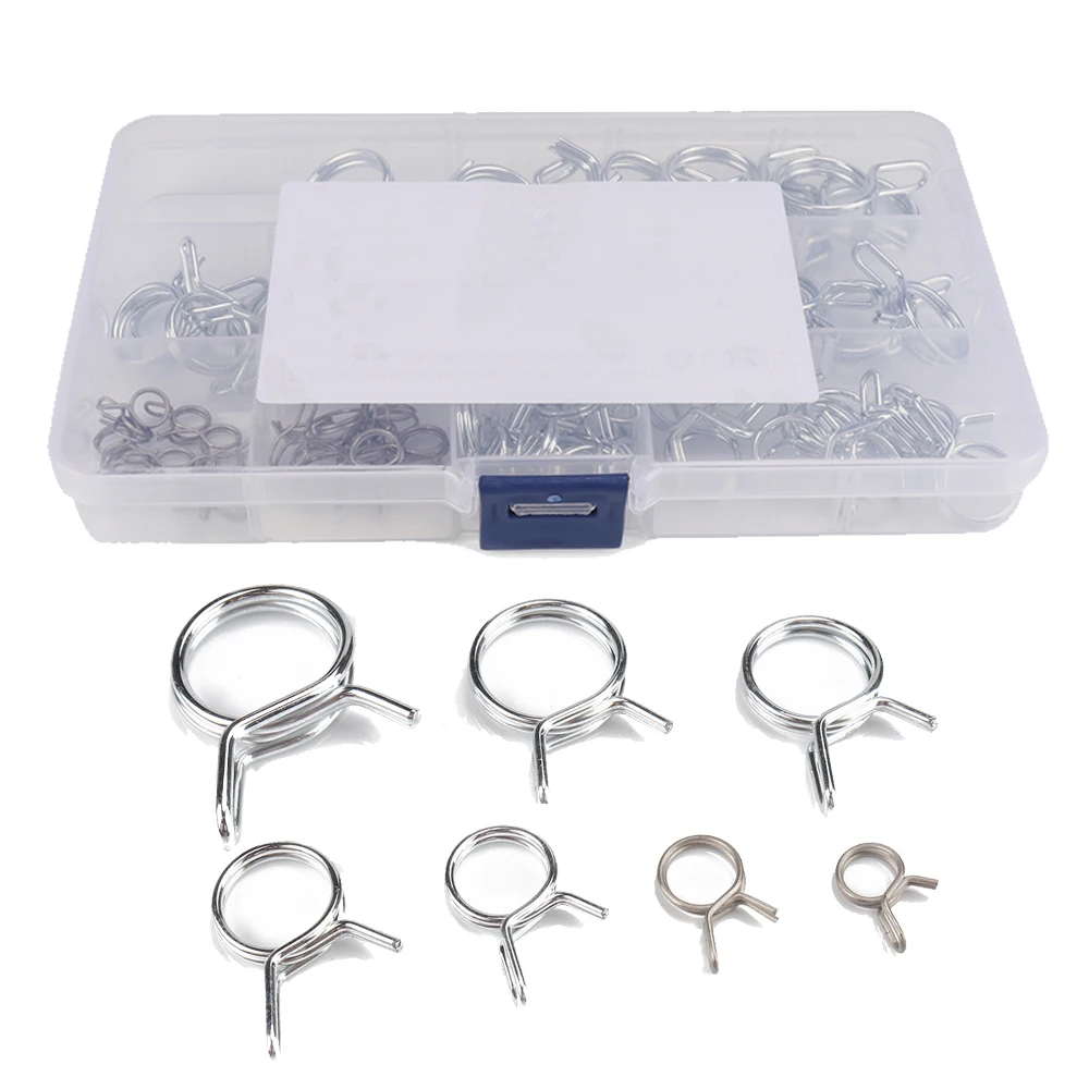 Tube Spring clamps Double Wire Fuel Line Hose Motorcycles Replacement Set Stainless steel Assortment New Useful