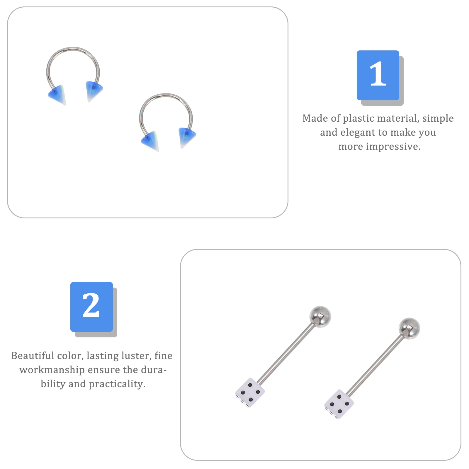 

110pcs Body Decoration Accessories Plastic Stainless Steel Piercing Studs Tongue Nose Belly Button Jewelries Body Piercing
