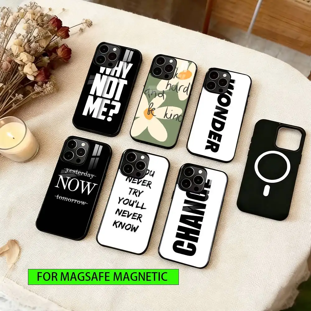 

Minimal Text Phone Case For iPhone17,16,15,14,13,12,11 Plus,Pro Magnetic For Magsafe Wireless Charging