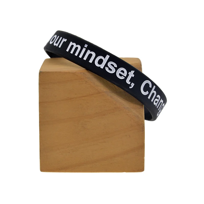 1 PC Inspirational Silicone Bracelet 'Change Your Mind Set Change Your Life' for Self Improvement Daily Wear Bangle