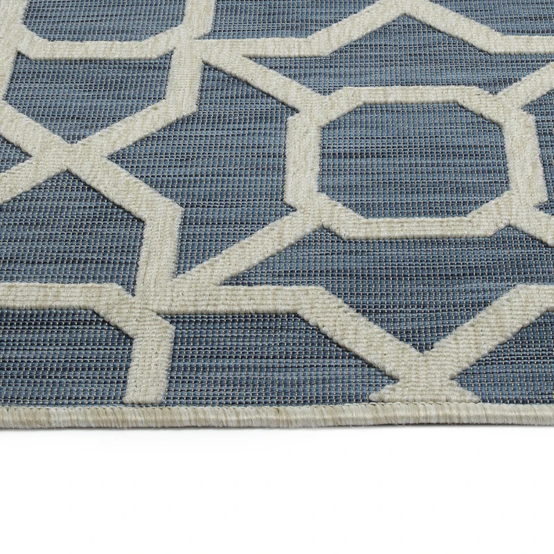 Contemporary, Transitional, Geometric, Textured, High-Low Cut & Loop 2' x 6' Runner