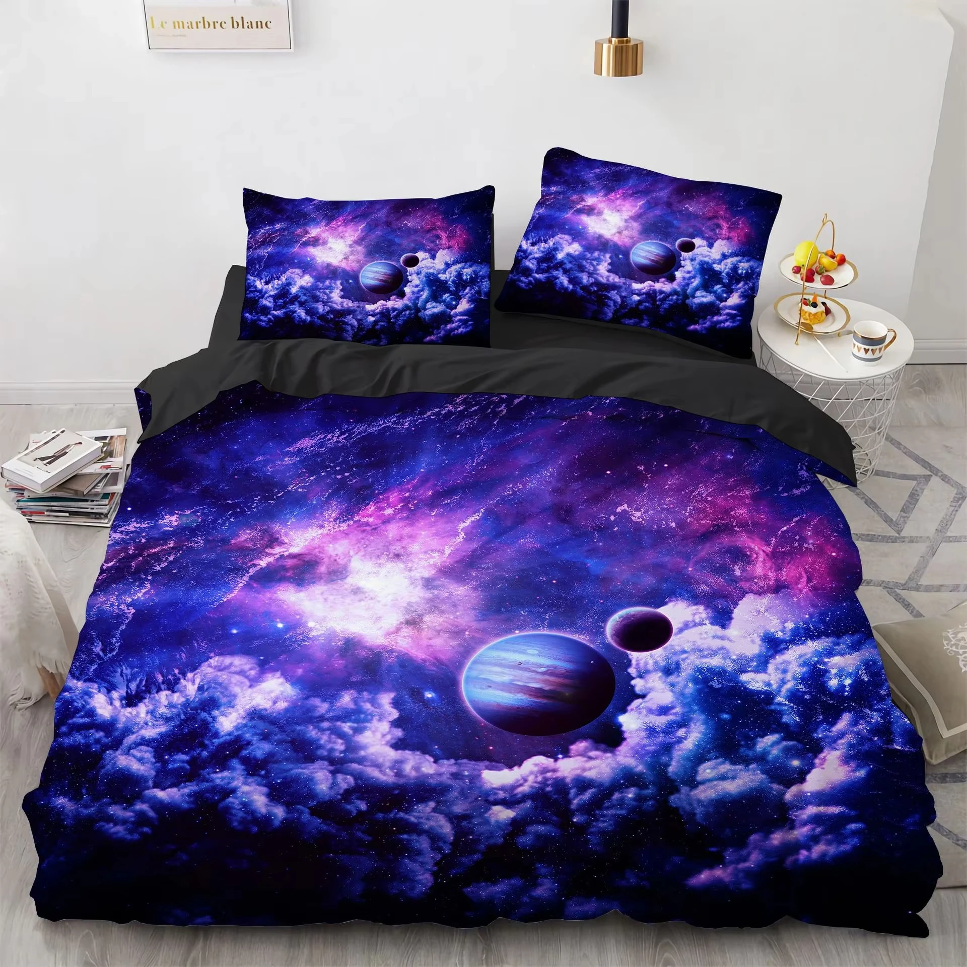 Galaxy Planet Printed Duvet Cover Twin Full Queen Astronomy Theme Universe Bedding Set Solar System Outer Space Comforter Cover