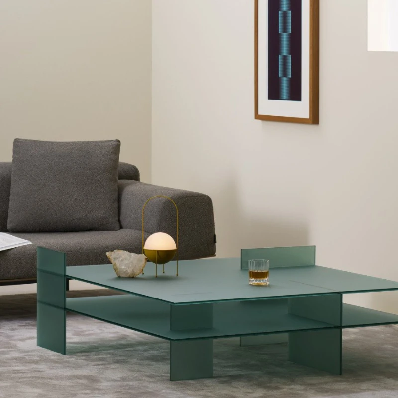 

Coffee table living room household small apartment double-layer tea table minimalist matte acrylic