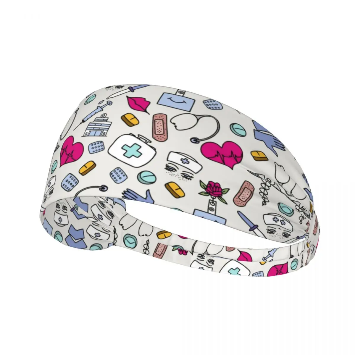 

Custom Nursing Pattern Nurse Headband Men Women Non Slip Health Care Moisture Wicking Athletic Sweatband for Yoga