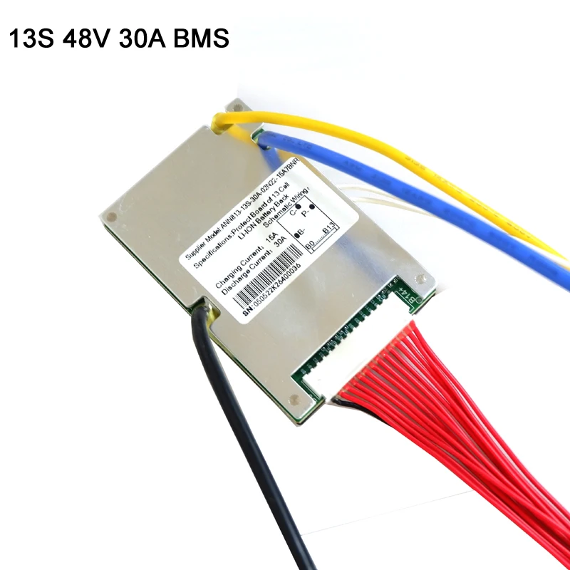 48V 10Ah-50Ah BMS System zarządzania baterią litową 13S 48V 20A 30A 40A 50A BMS/PCM z czujnikiem równowagi i czujnikiem temperatury PTC