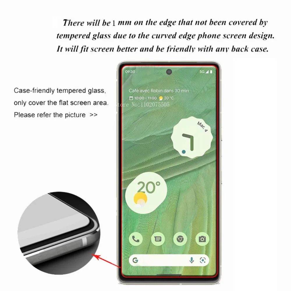 4PCS Tempered Glass for Google Pixel 8A 8 Pro 7 7A 6 6A 5 5A 4A 4 XL 3 9H Protective Transparent Screen Protector Film Glass