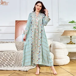Eid Muslim Dress for Women Ramadan Jalabiya Embroidery Party Dresses Abaya Long Robe Morocco Dubai Kaftan Islam Vestidos Largos
